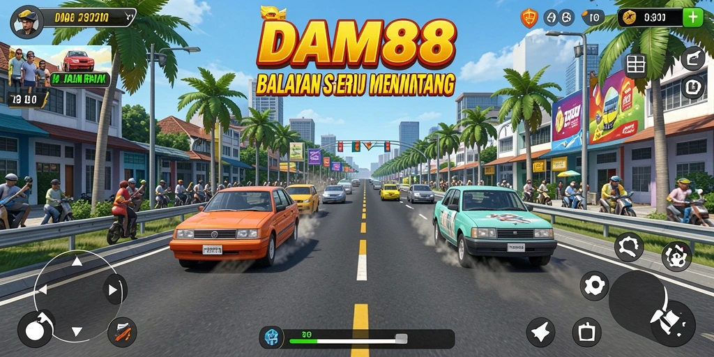 Screenshot gameplay DAM88 menampilkan aksi balapan seru dan cepat.