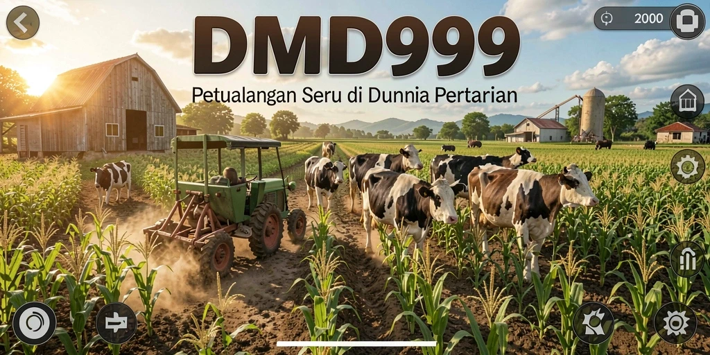 Screenshot DMD999 menunjukkan gameplay yang menarik dan aktivitas farming.