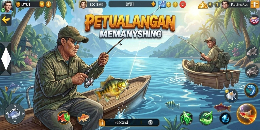 Tangkapan ikan besar dalam gameplay DY01 yang mendebarkan.
