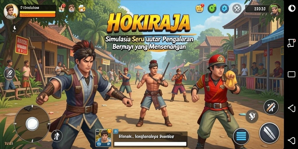 Tampilan utama HOKIRAJA dengan lingkungan yang hidup dan interaktif.