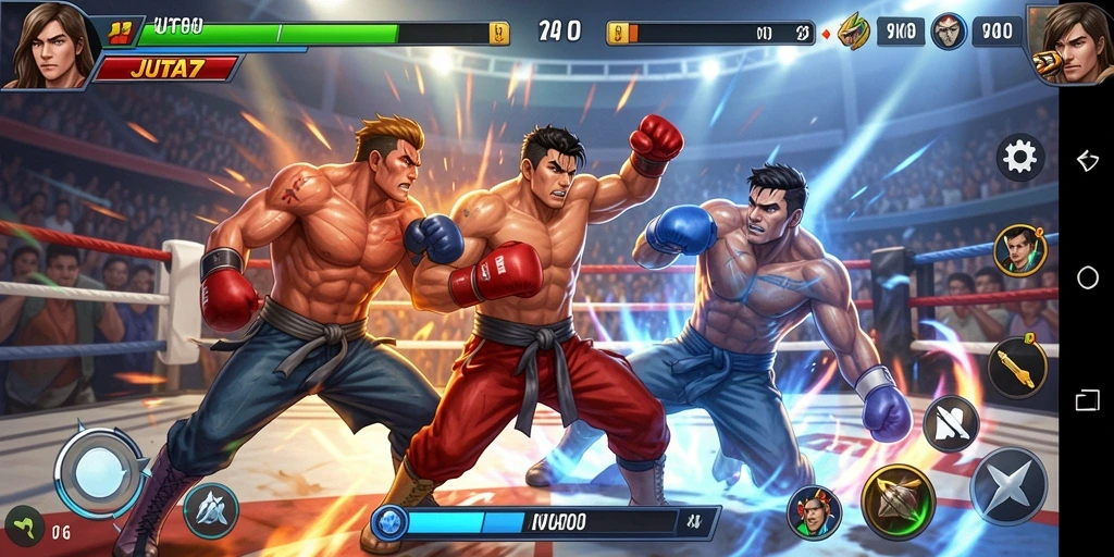 Tampilan menarik dari gameplay JUTA7 yang penuh aksi Fighting.