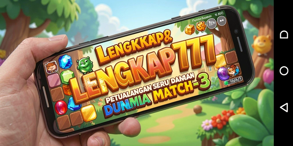 Tangkapan layar gameplay LENGKAP777 dengan momen mencocokkan item.