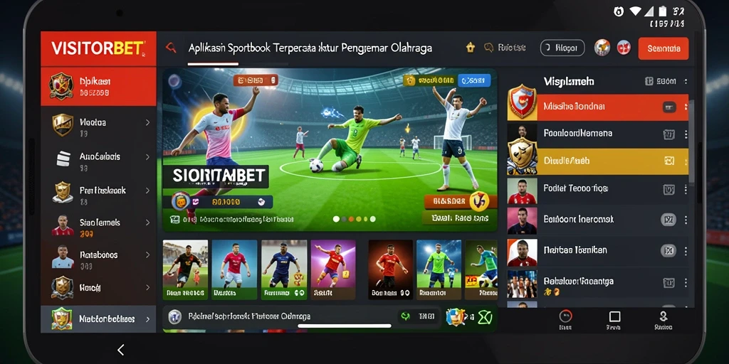 Screenshot aplikasi VISITORBET menunjukkan antarmuka yang menarik dan penuh informasi taruhan.