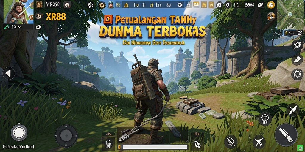 Screenshot gameplay XR88 menampilkan dunia terbuka yang luas dan beragam.